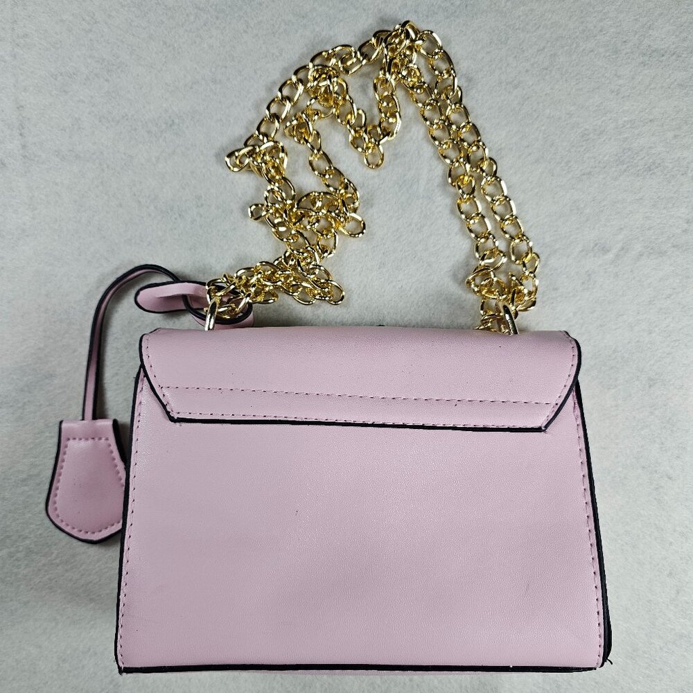 Rosa Pink Faux Leather Studded Bag Flower Embroidered Crossbody Purse - Picture 4 of 4